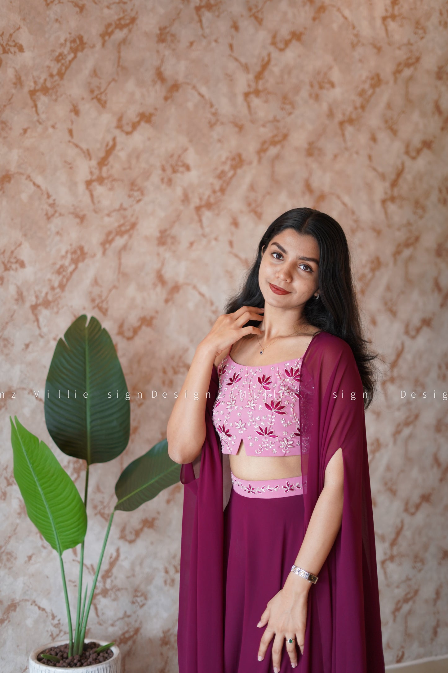Skirt Combo Crop Top And Shrug (MSD-051)