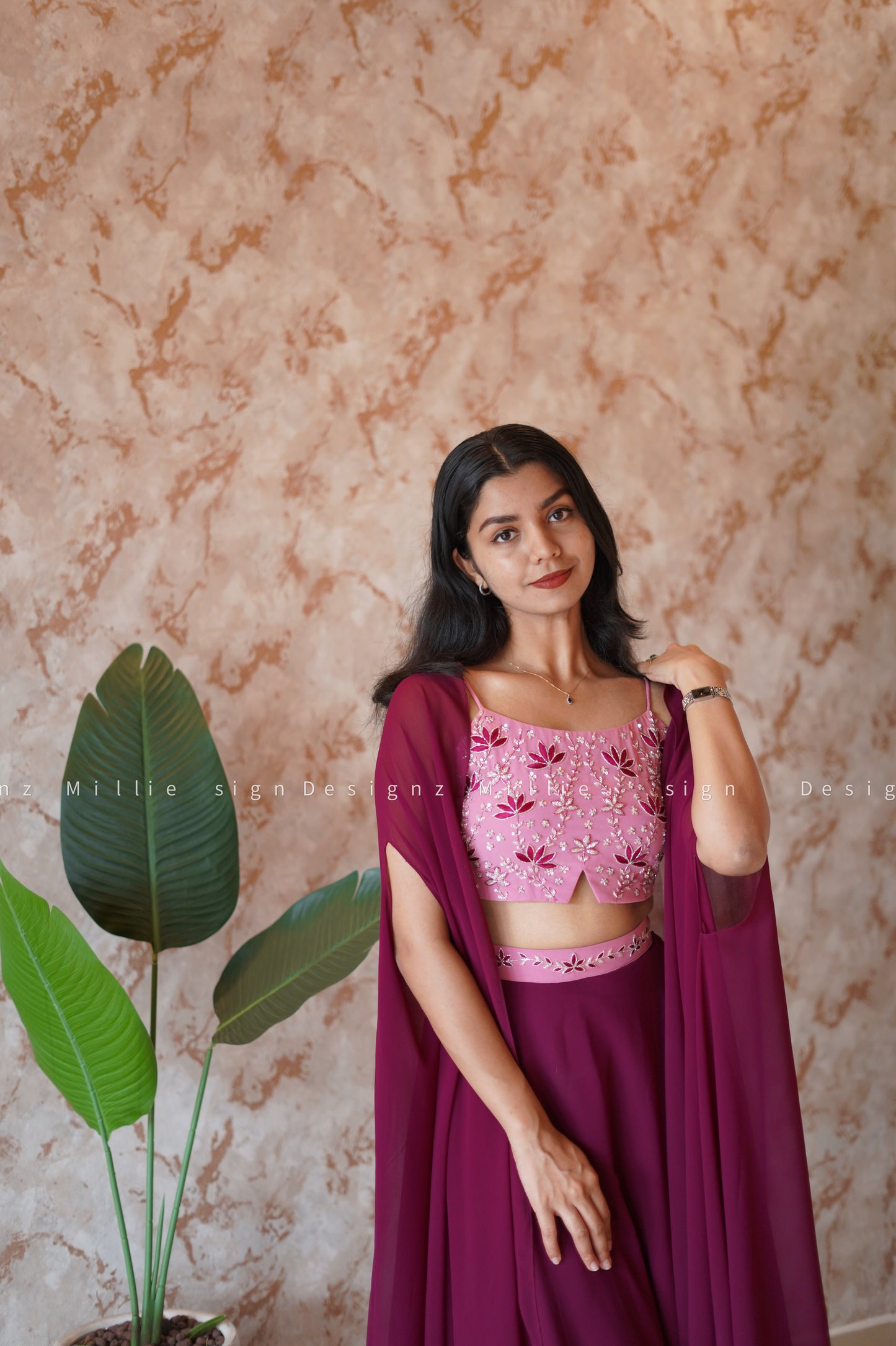 Skirt Combo Crop Top And Shrug (MSD-051)