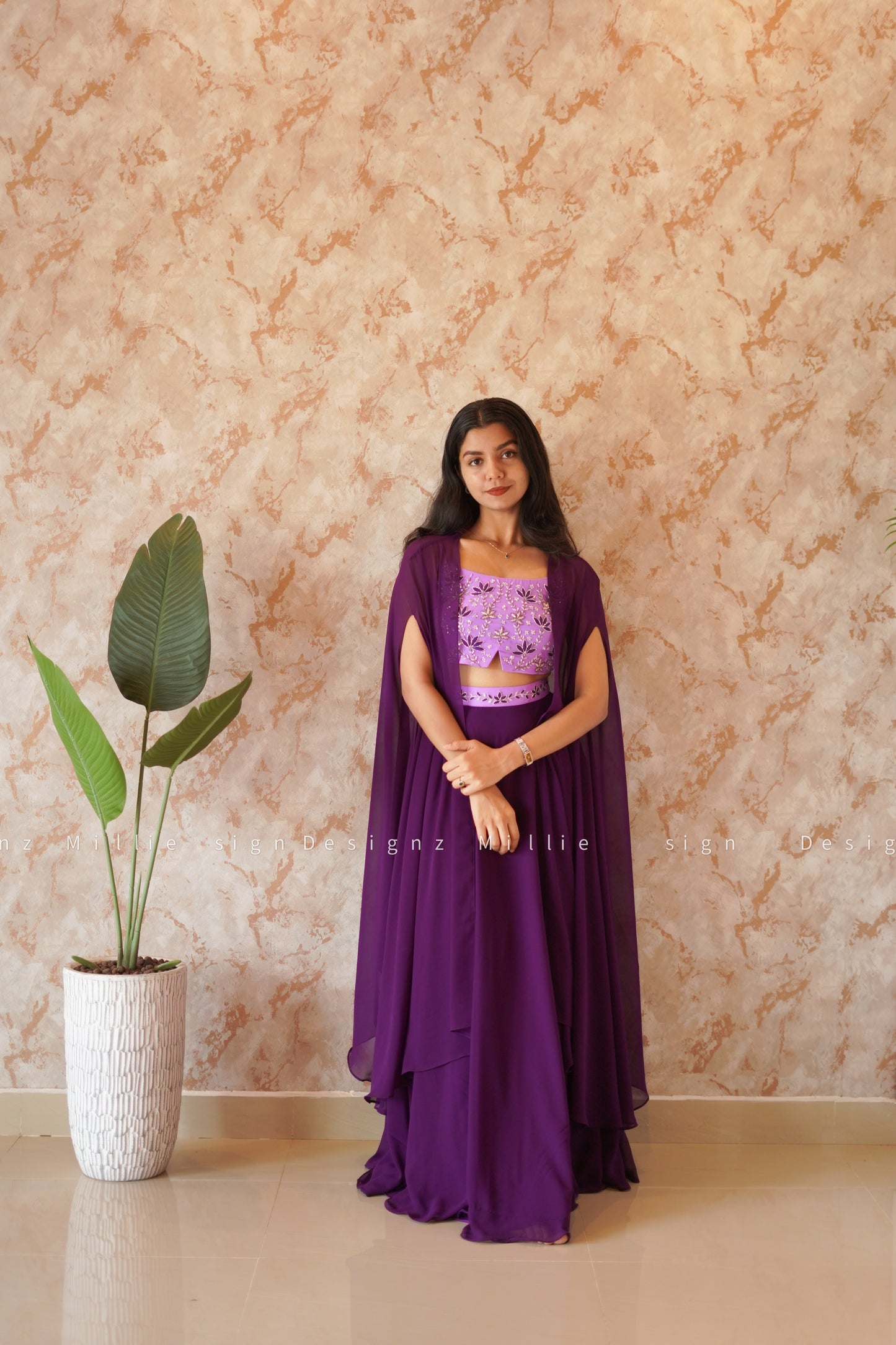 Skirt Combo Crop Top and Shrug (MSD-049)
