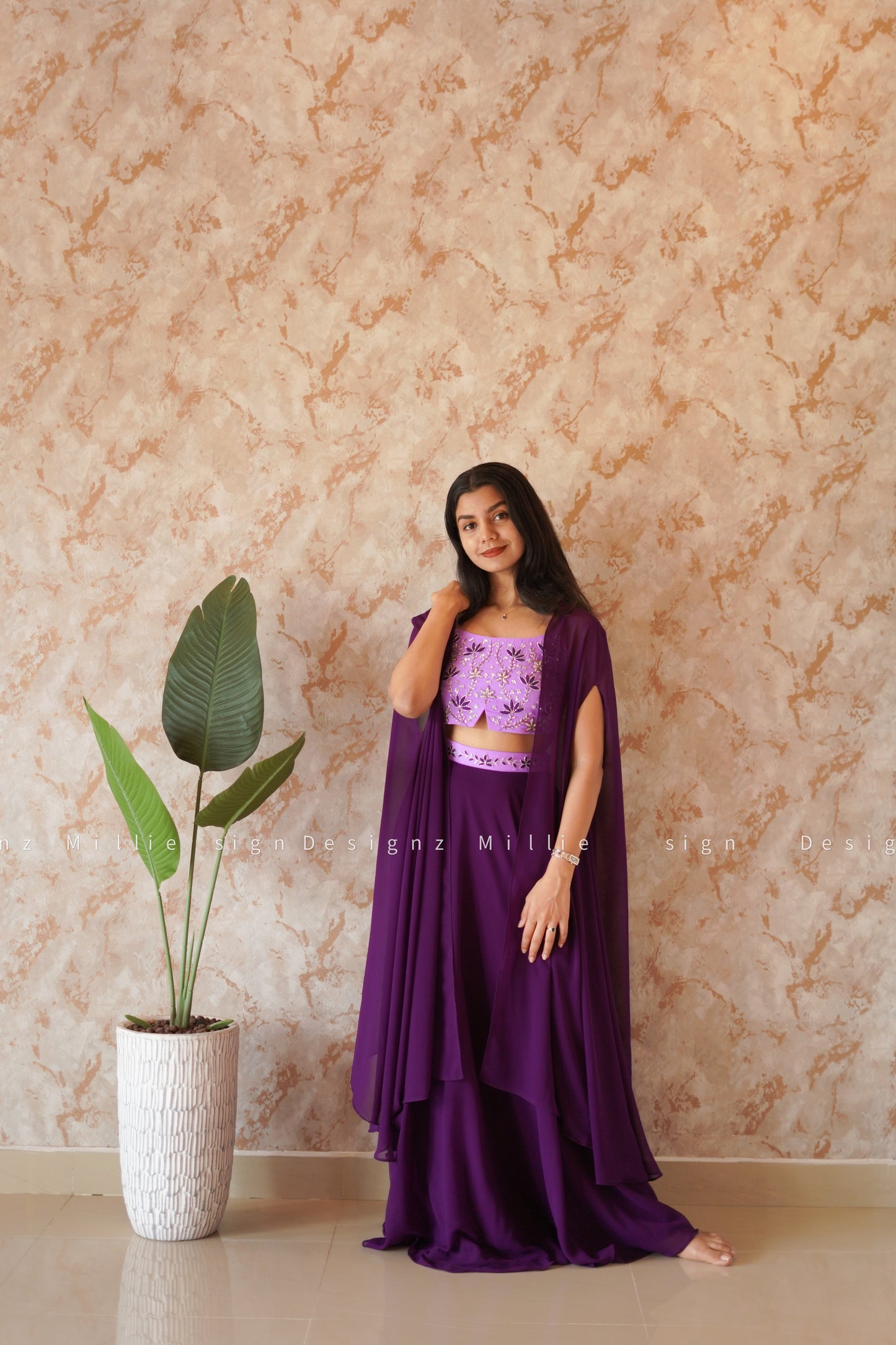 Skirt Combo Crop Top and Shrug (MSD-049)