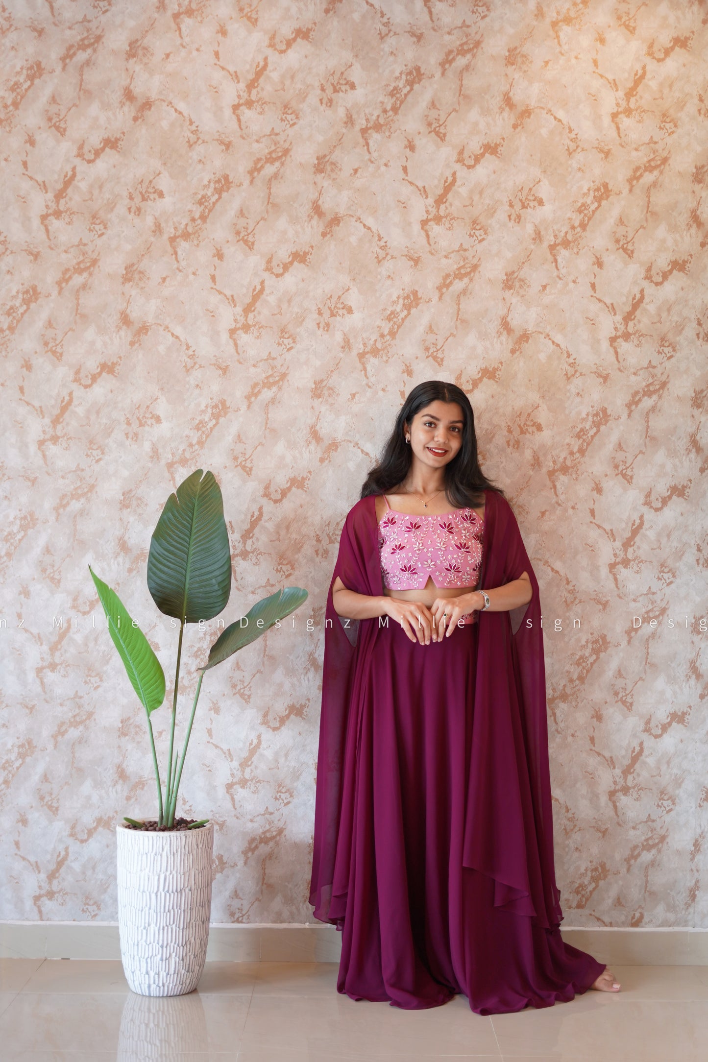 Skirt Combo Crop Top And Shrug (MSD-051)