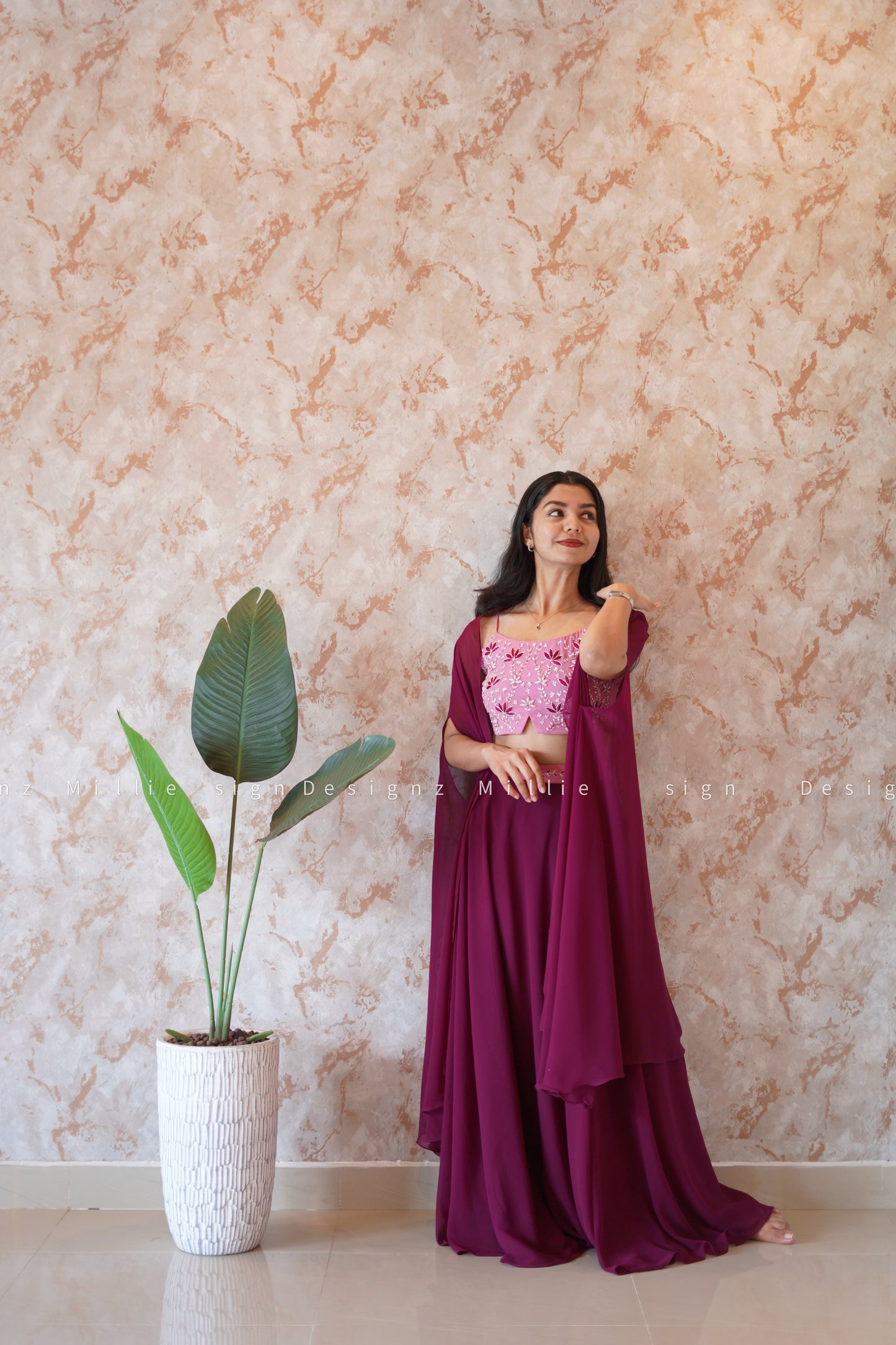 Skirt Combo Crop Top And Shrug (MSD-051)