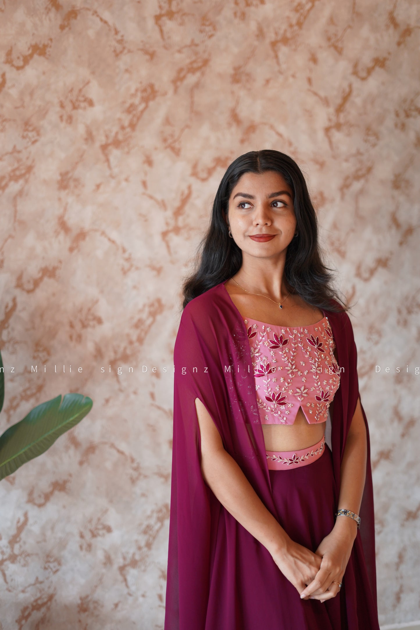 Skirt Combo Crop Top And Shrug (MSD-051)