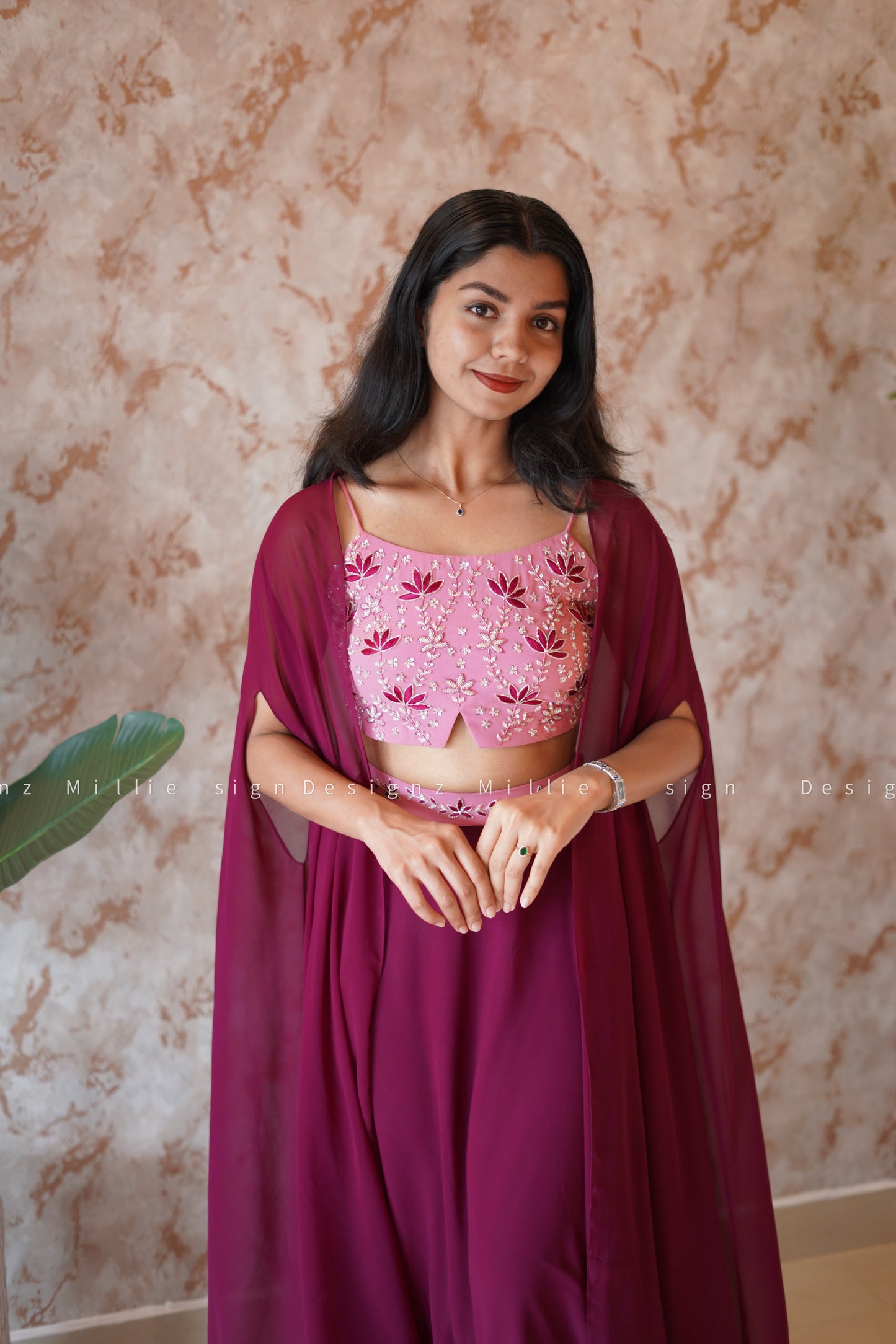 Skirt Combo Crop Top And Shrug (MSD-051)