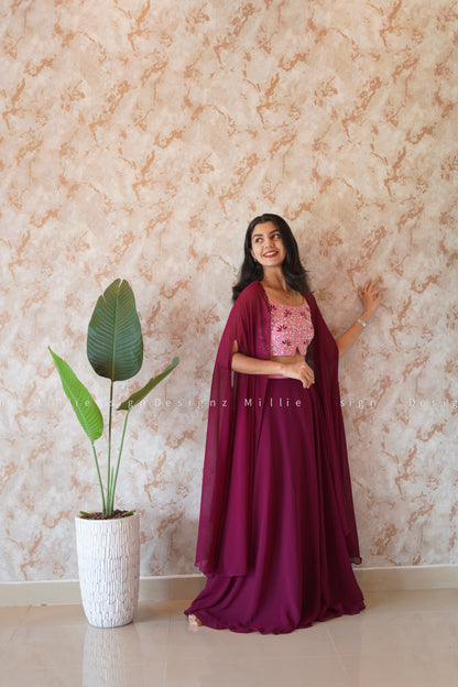 Skirt Combo Crop Top And Shrug (MSD-051)